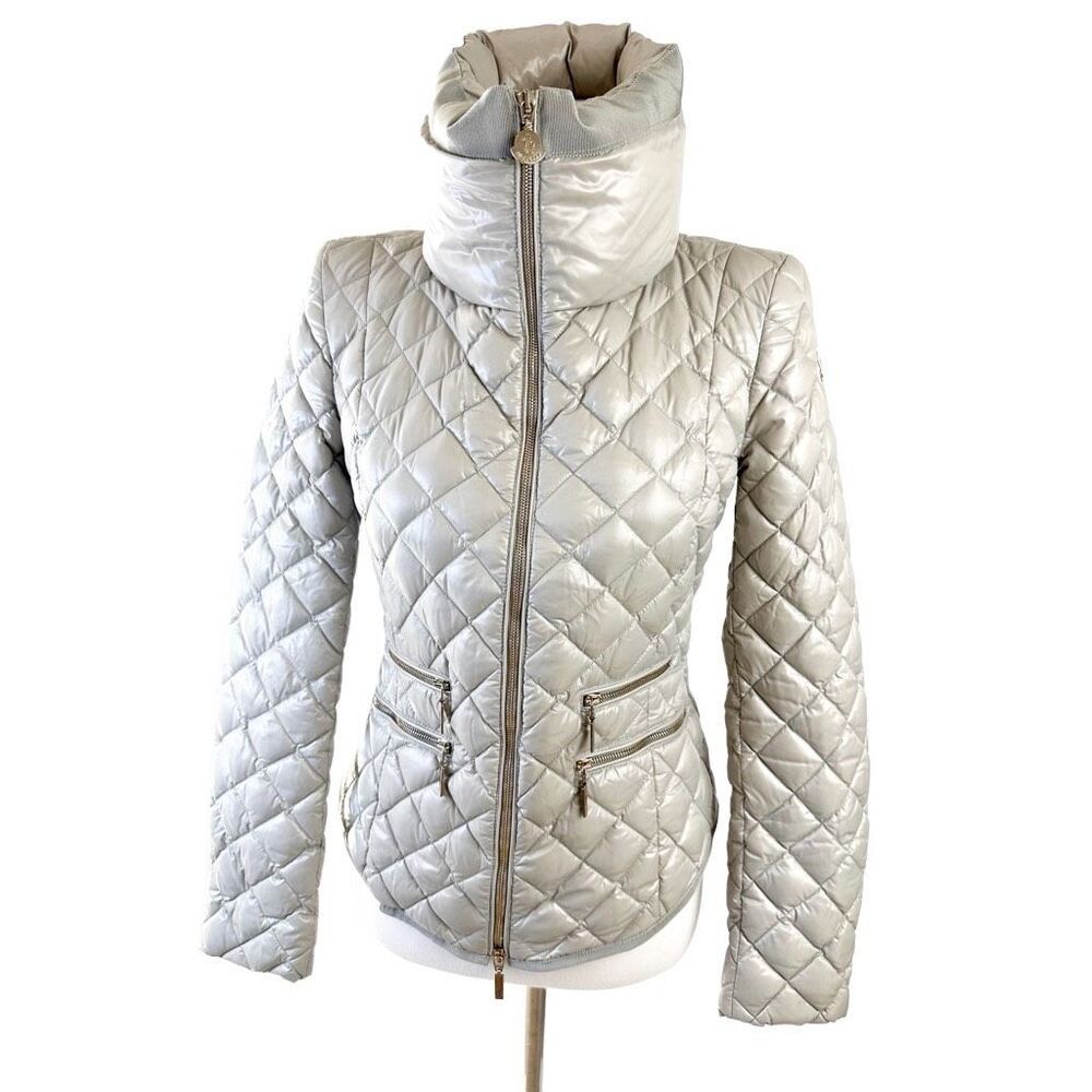 MONCLER Champetre Quilted Puffer Jacket Down Coat Size 1 Small Short Light Beige